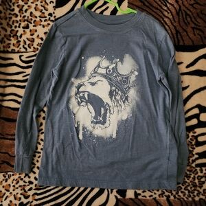 🎉Cat & Jack Boy's Blue Long Sleeve Shirt with Lion Graphic Size: Small (6/7)
